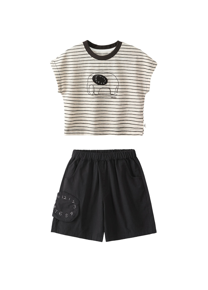 Boys Striped Cotton Two-Piece Set