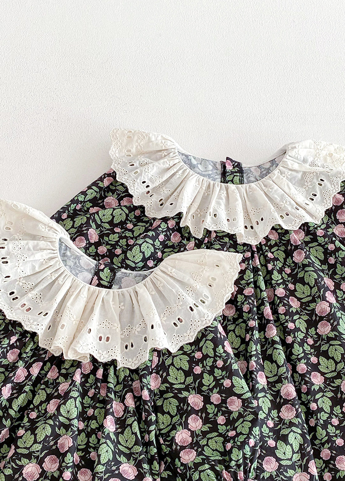 Girls Sweet Floral Dollar Collar Dress With Headband