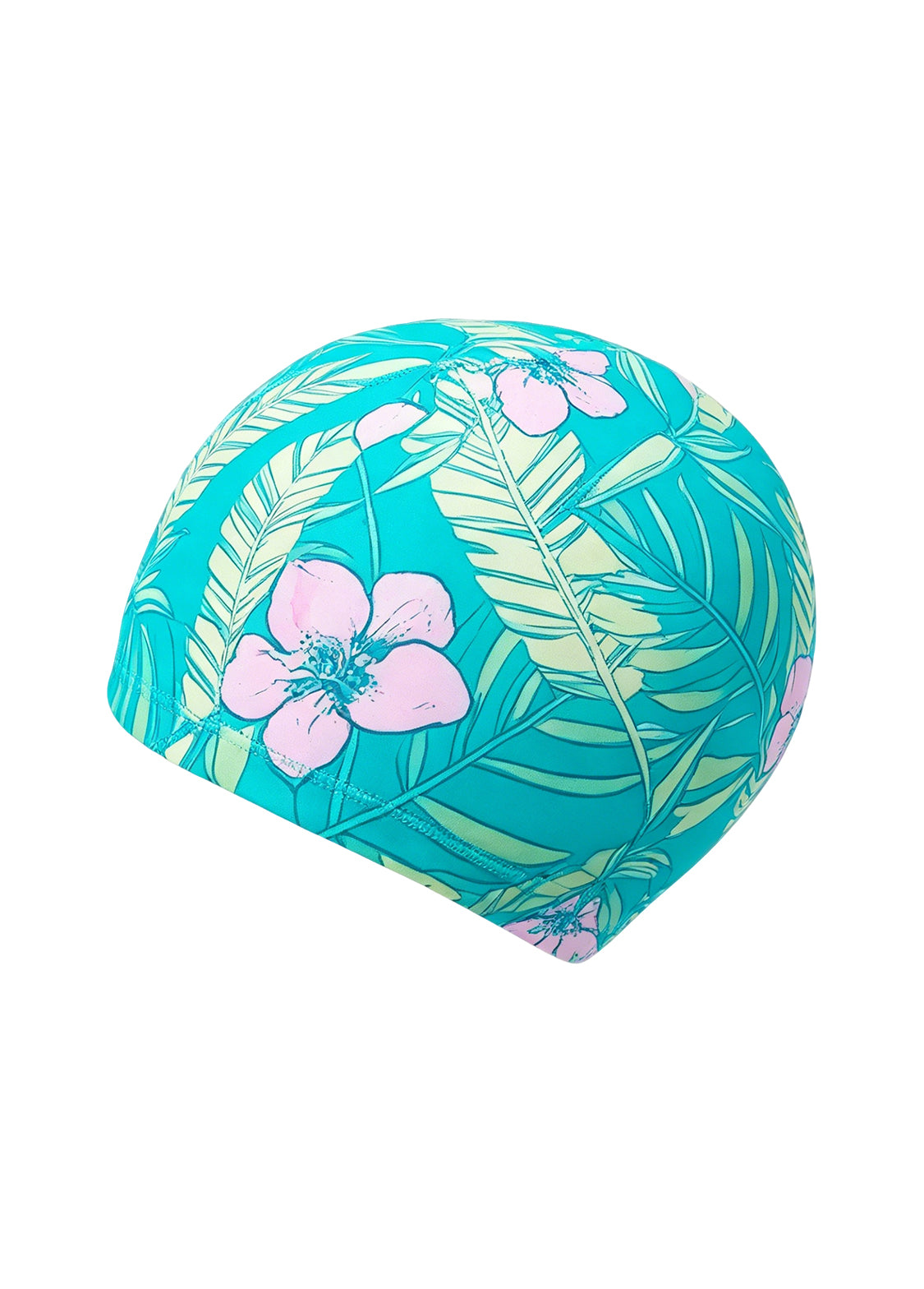 Girls' Long-Sleeve One-Piece Swimsuit Set — Tropical Floral & Leaf Print, Includes Swim Cap — Sun Protection & Quick-Drying