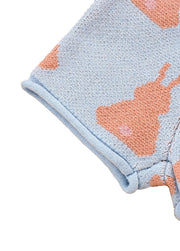 Girls Cute Bunny Jacquard Short-sleeved Sweater And Shorts Set