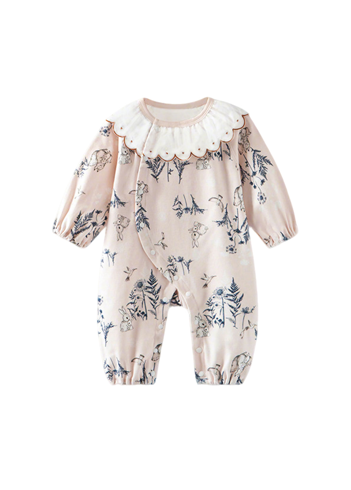 Baby Girls Cute Bamboo Fiber Floral Cartoon Print Dollar Collar Romper