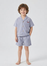 Boys' Casual Navy Striped Shirt Set