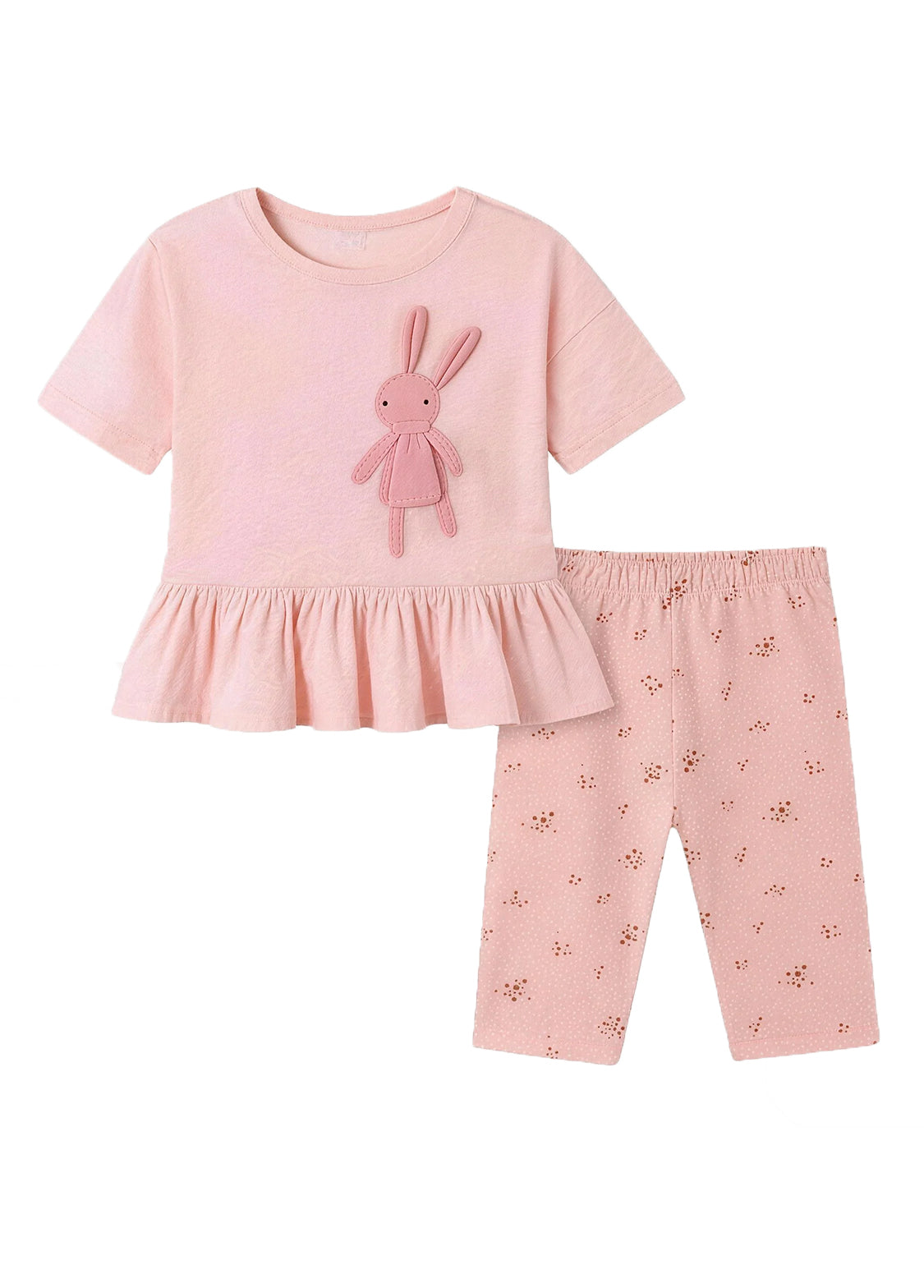 Girls Cotton Bunny Peplum Two-Piece Set