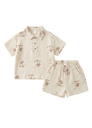 Girls' Lightweight Pure Cotton Gauze Summer Set