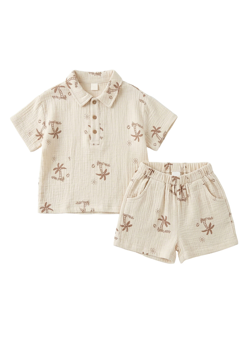 Girls' Lightweight Pure Cotton Gauze Summer Set