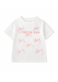 Girls Bow Cotton T-Shirt