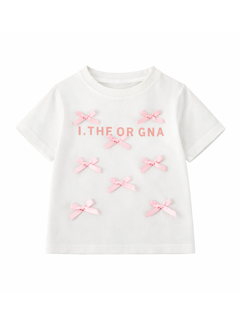 Girls Bow Cotton T-Shirt