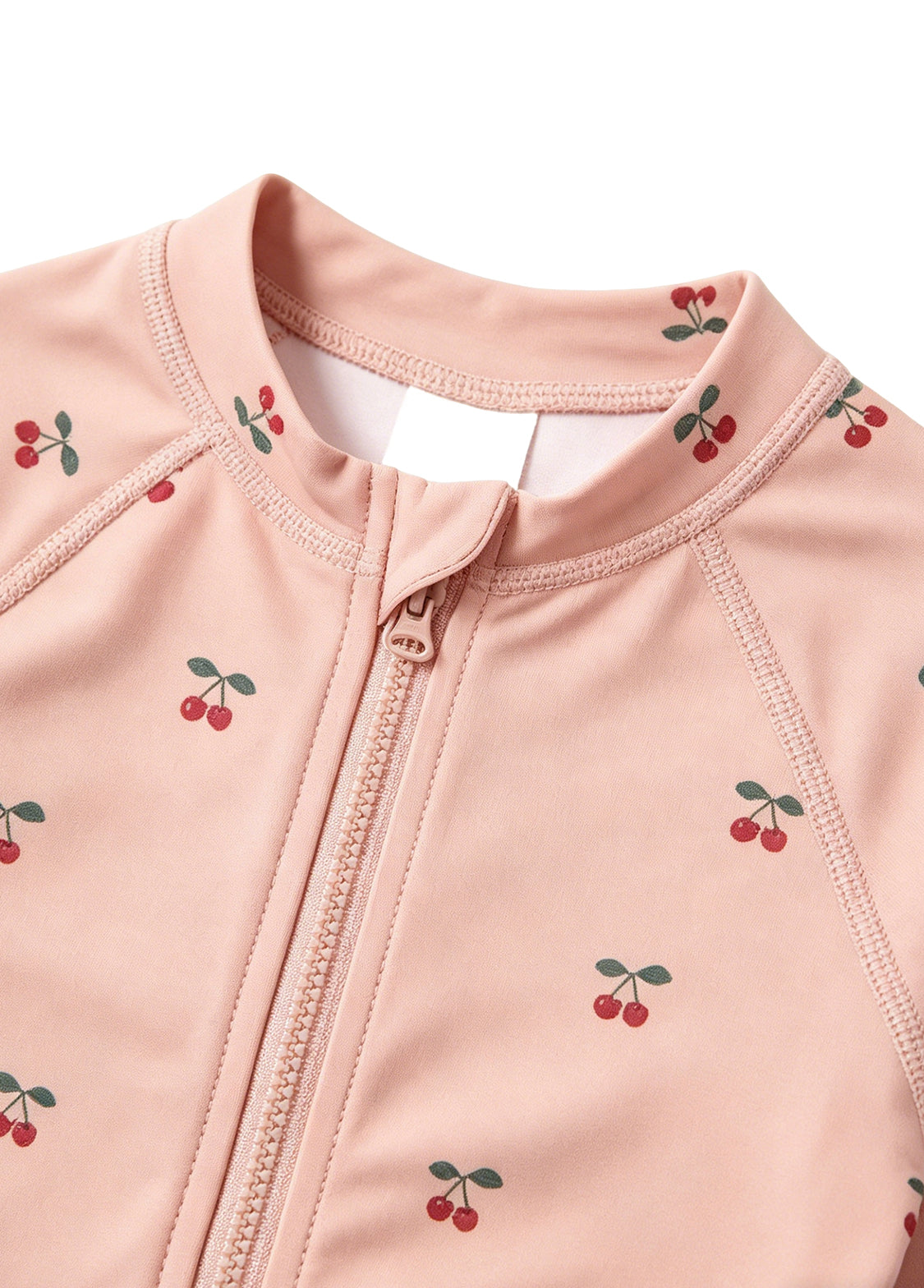 Girls' & Toddlers' Swimsuit: Cherry Print, One-Piece, Long-Sleeve, Sun-Protective, Quick-Drying Swimwear