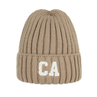 CA Ribbed Knit Beanie Hat