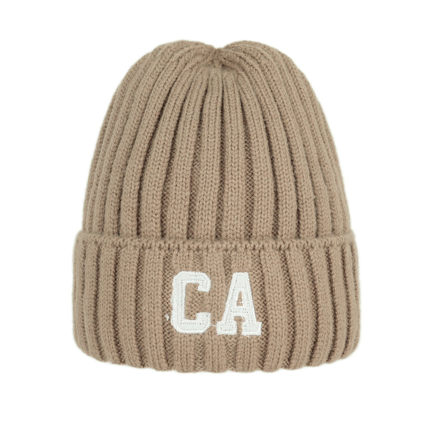 CA Ribbed Knit Beanie Hat
