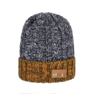 Two-Tone Cable Knit Beanie Hat