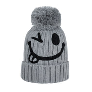 Smiley Pom Knit Beanie