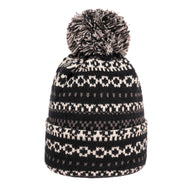Fair Isle Pom Pom Knit Beanie Hat