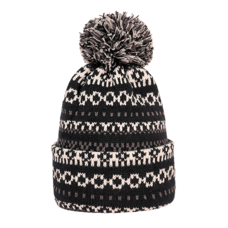 Fair Isle Pom Pom Knit Beanie Hat