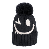 Smiley Pom Knit Beanie