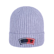 Ribbed Knit Beanie with Logo Patch