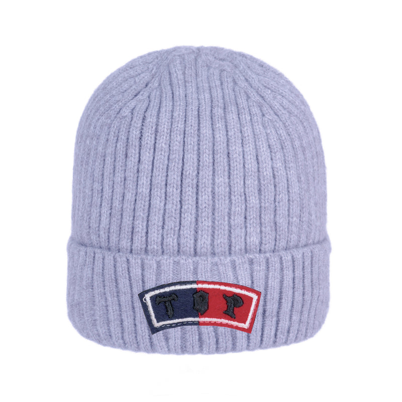 Ribbed Knit Beanie with Logo Patch