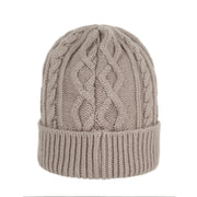 Grey Cable Knit Bear Beanie Hat