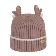 Brown Antler Knit Beanie Hat