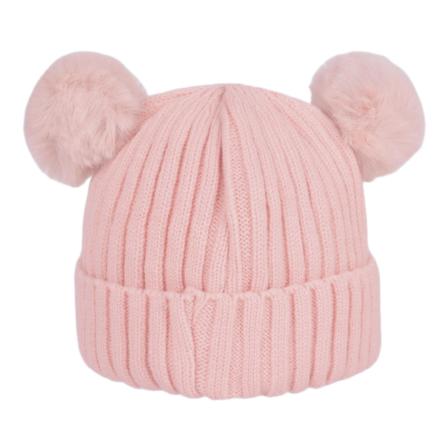 Girl Cute Pom Pom Beanie Hat-Pink