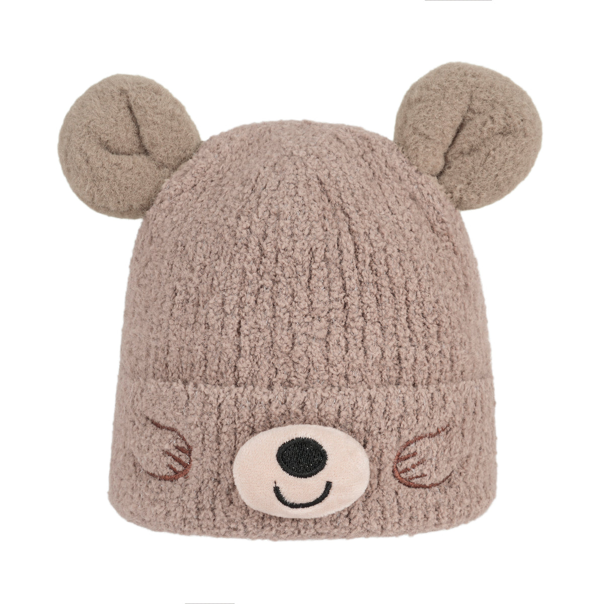 Plush Bear Ear Fleece Beanie Hat