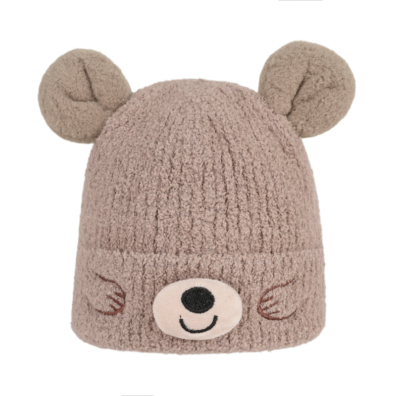 Plush Bear Ear Fleece Beanie Hat
