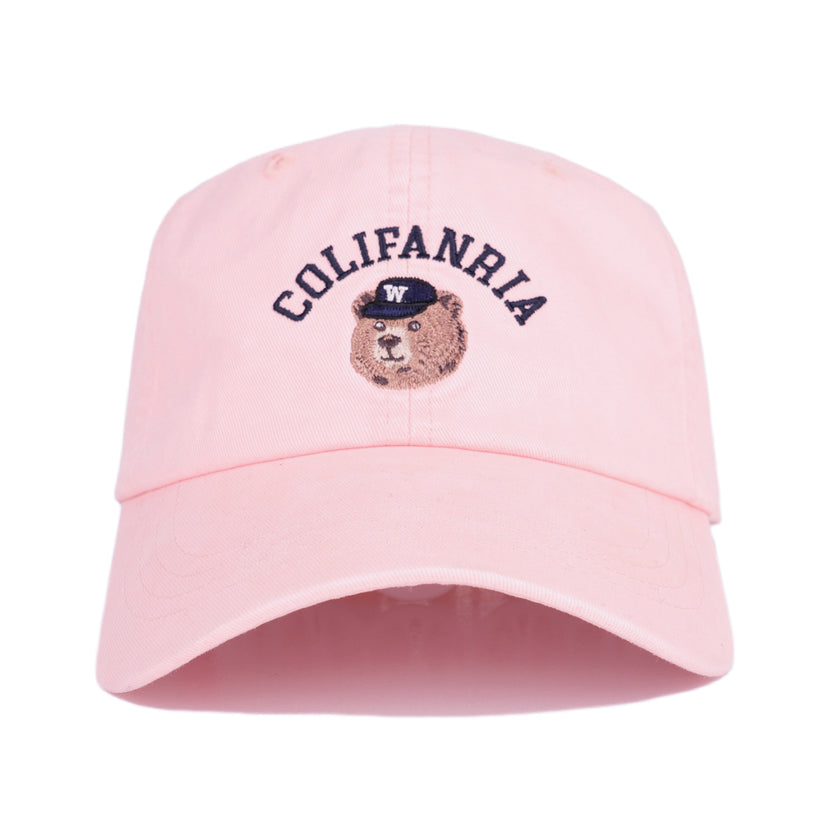 Kids Pink California Bear Embroidered Baseball Cap