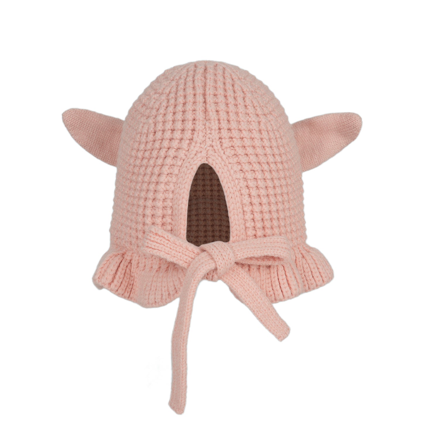 Toddler Cute Ears Knit Hat-Pink/Beige