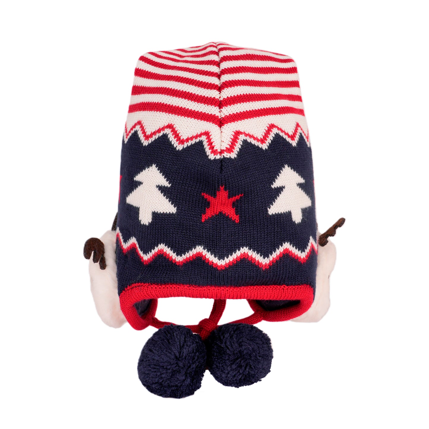 Kids Pom Pom Deer Christmas Beanie Hat