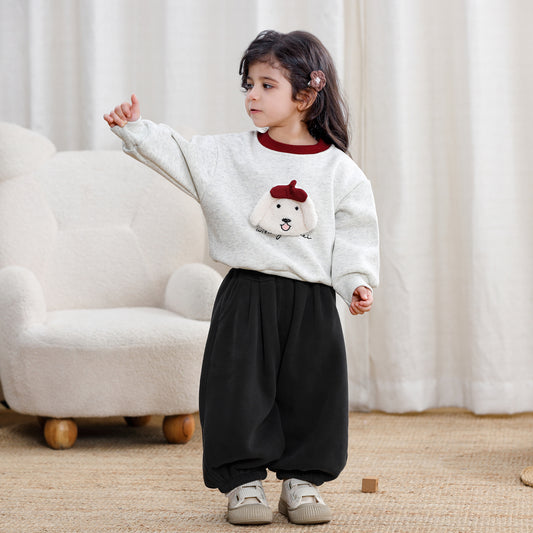 Cute Dag Fleece Cotton Pullover Kids Sweatshirt