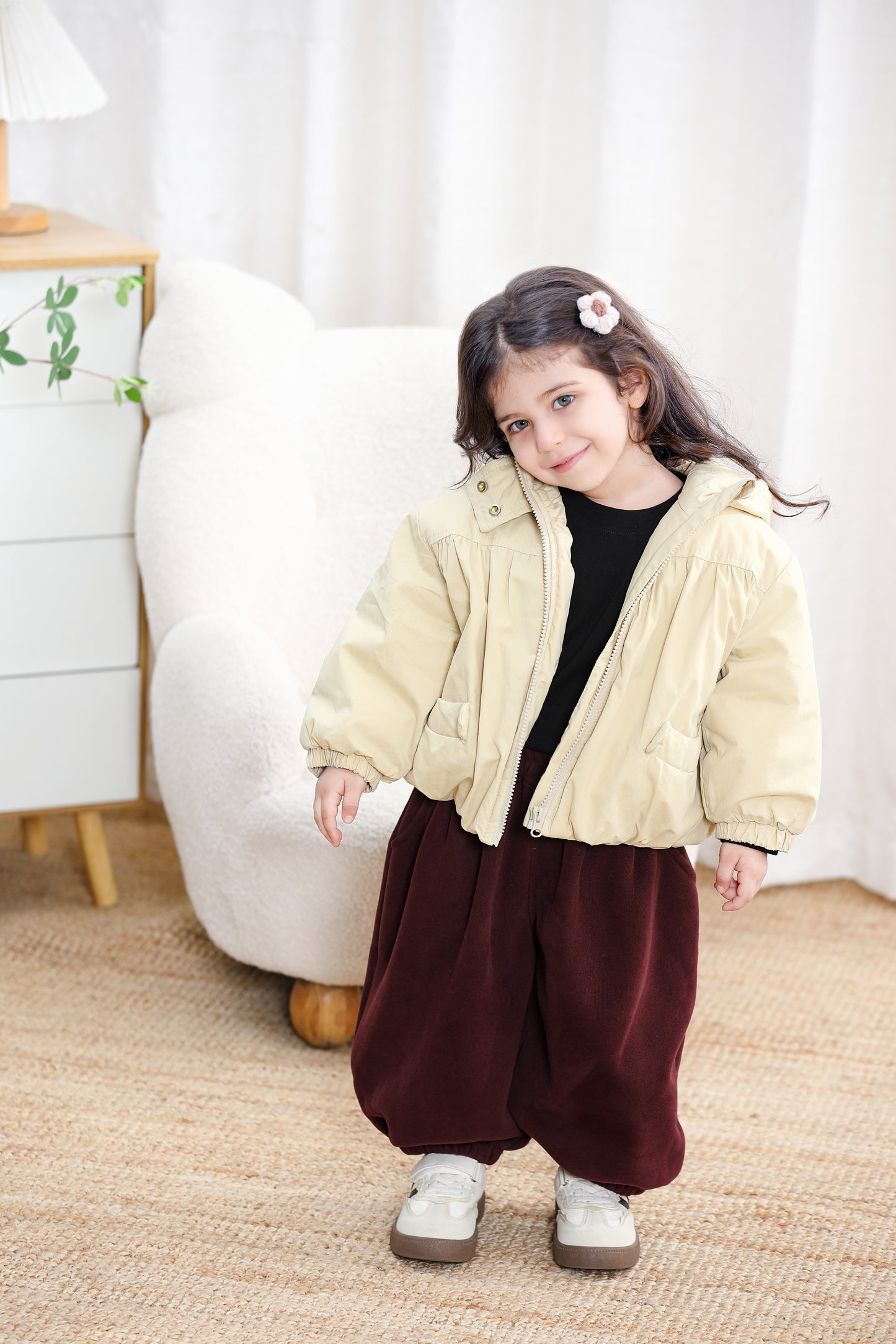 Cute Rabit Ears Cotton Hooded Girls Jacket