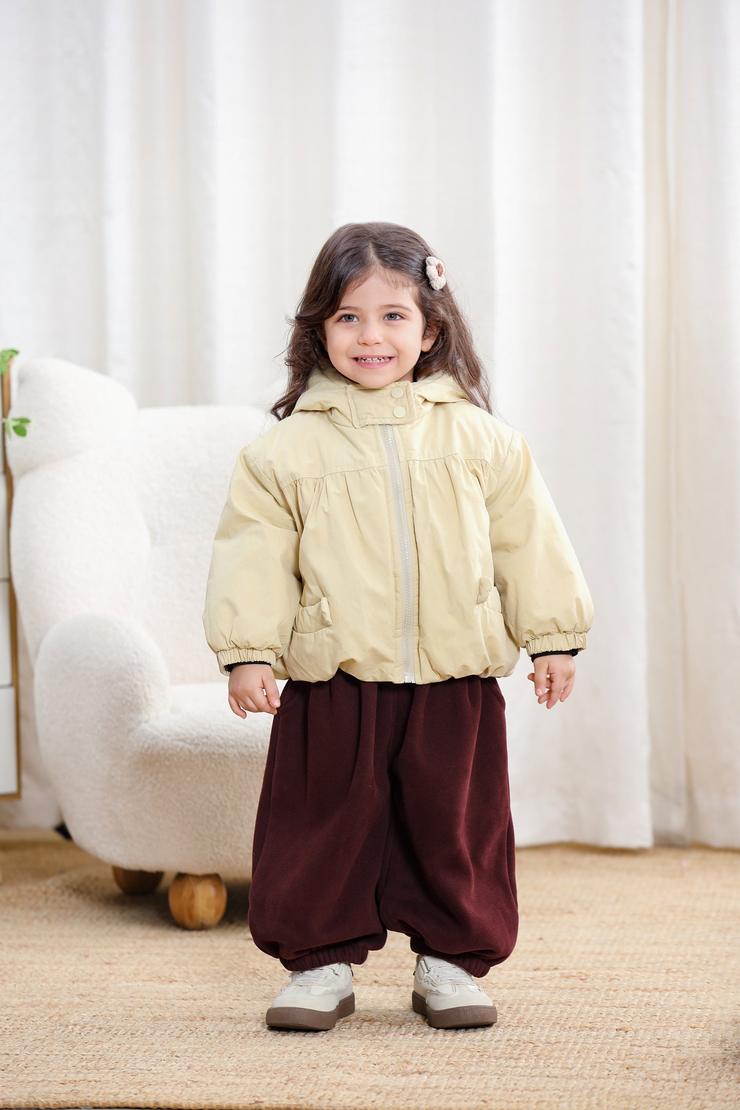 Cute Rabit Ears Cotton Hooded Girls Jacket