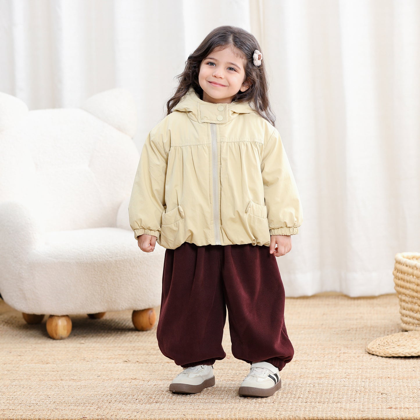 Cute Rabit Ears Cotton Hooded Girls Jacket