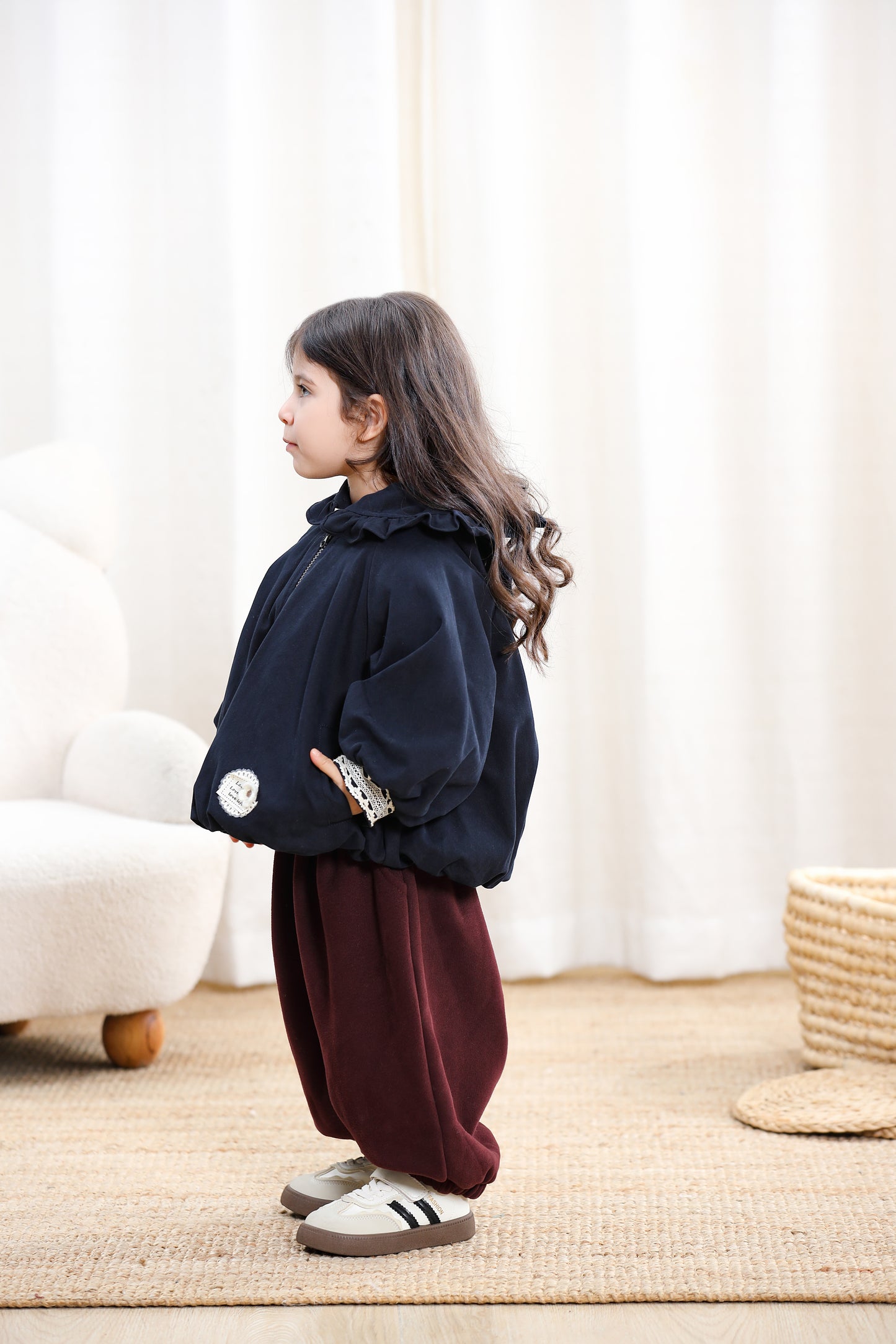 Lace Cuffs Hooded Girls Jacket