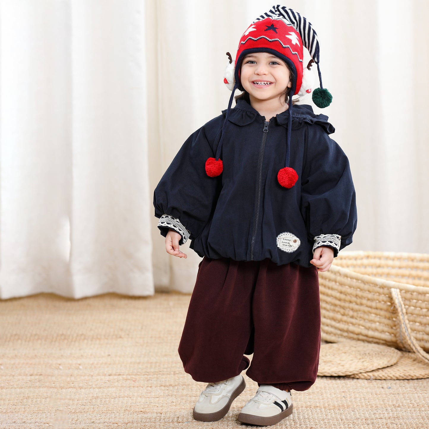 Lace Cuffs Hooded Girls Jacket