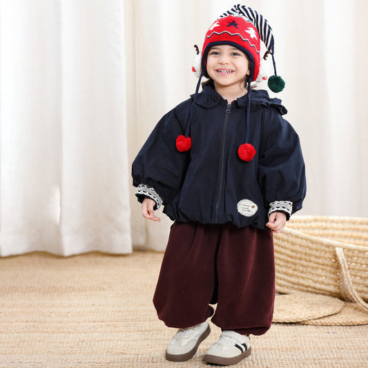 Lace Cuffs Hooded Girls Jacket