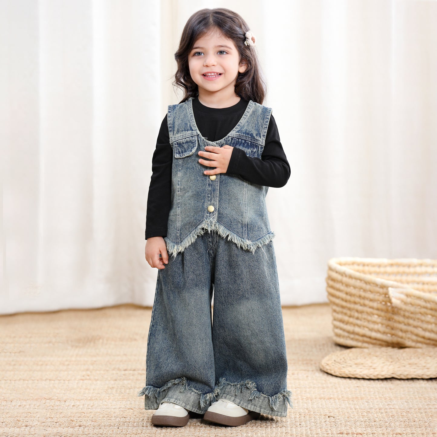 Kids Denim Vest and Pants Set