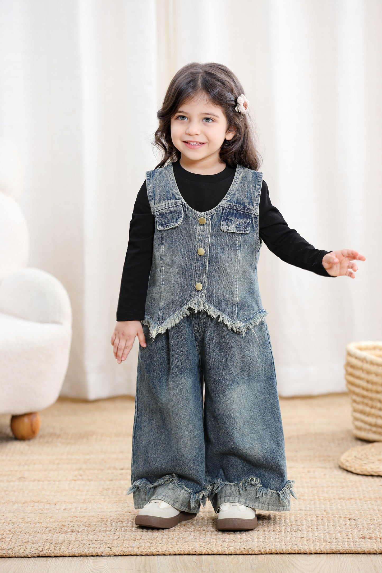 Kids Denim Vest and Pants Set
