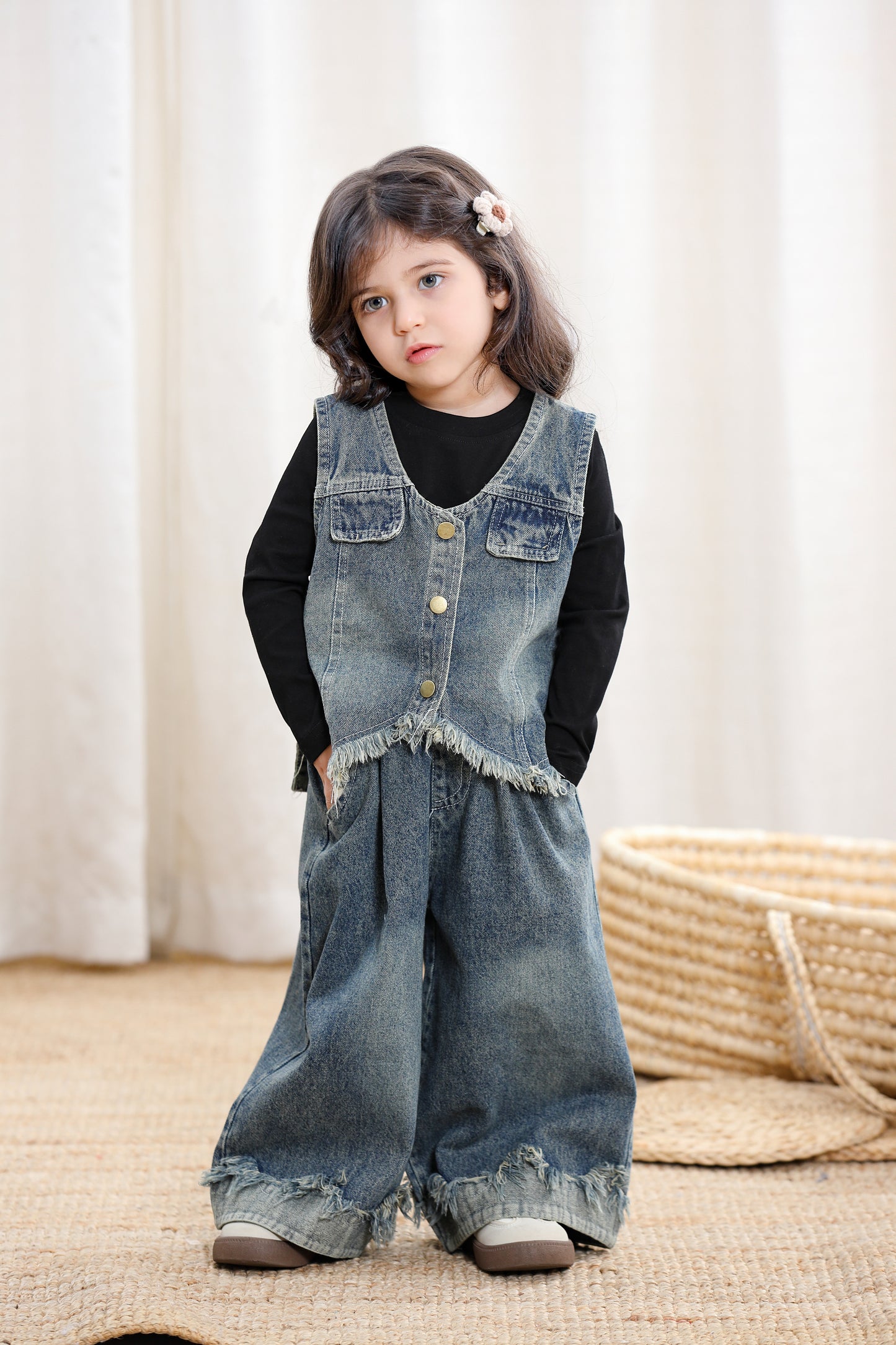 Kids Denim Vest and Pants Set