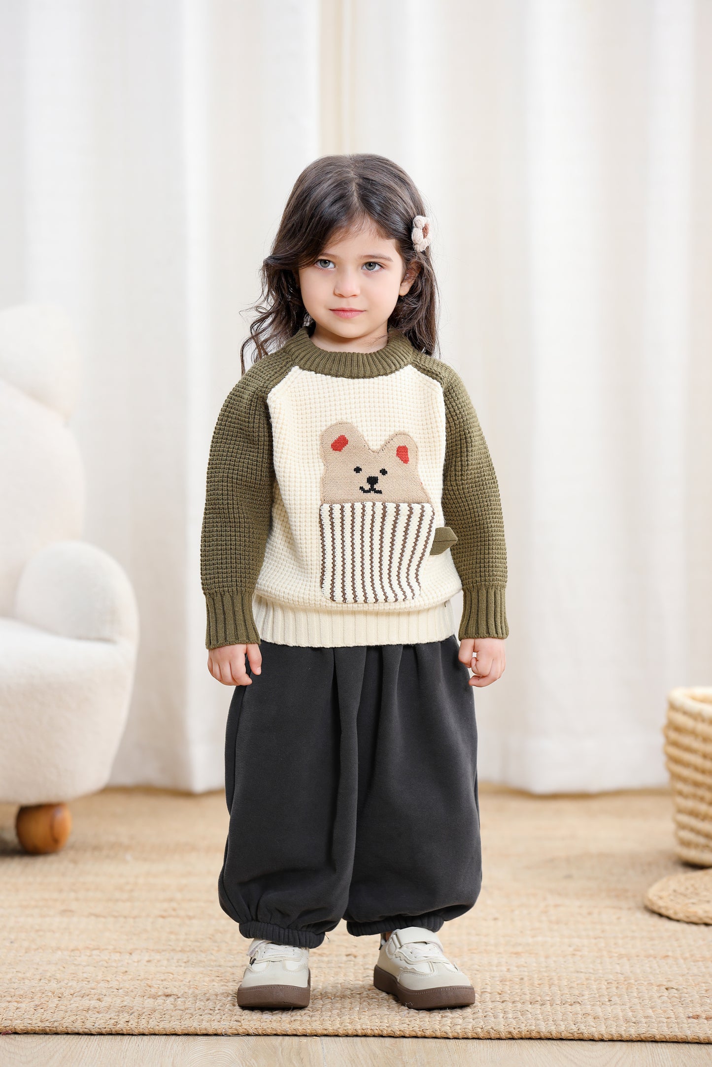 Kids Bear Knit Sweater Long Sleeve