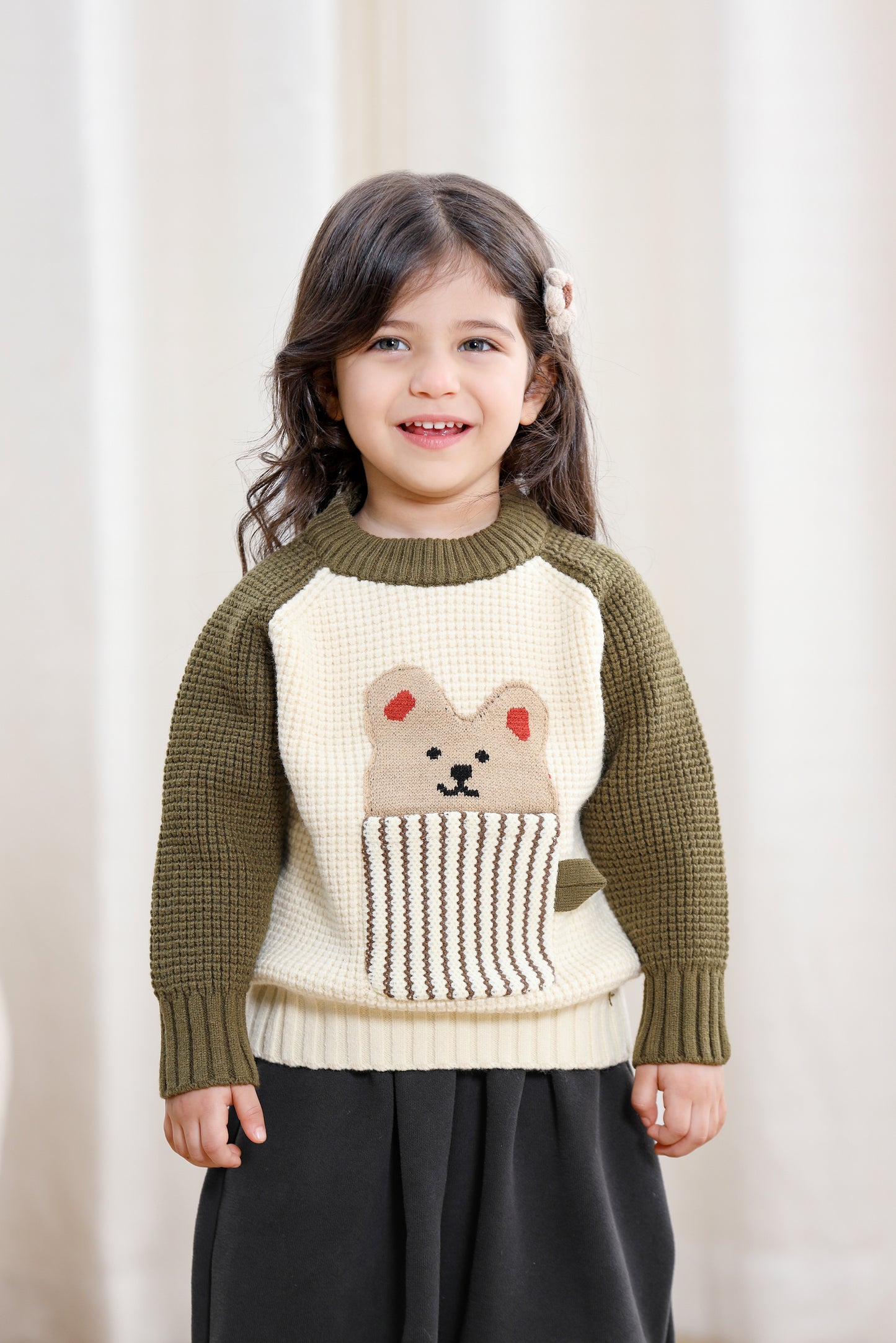 Kids Bear Knit Sweater Long Sleeve