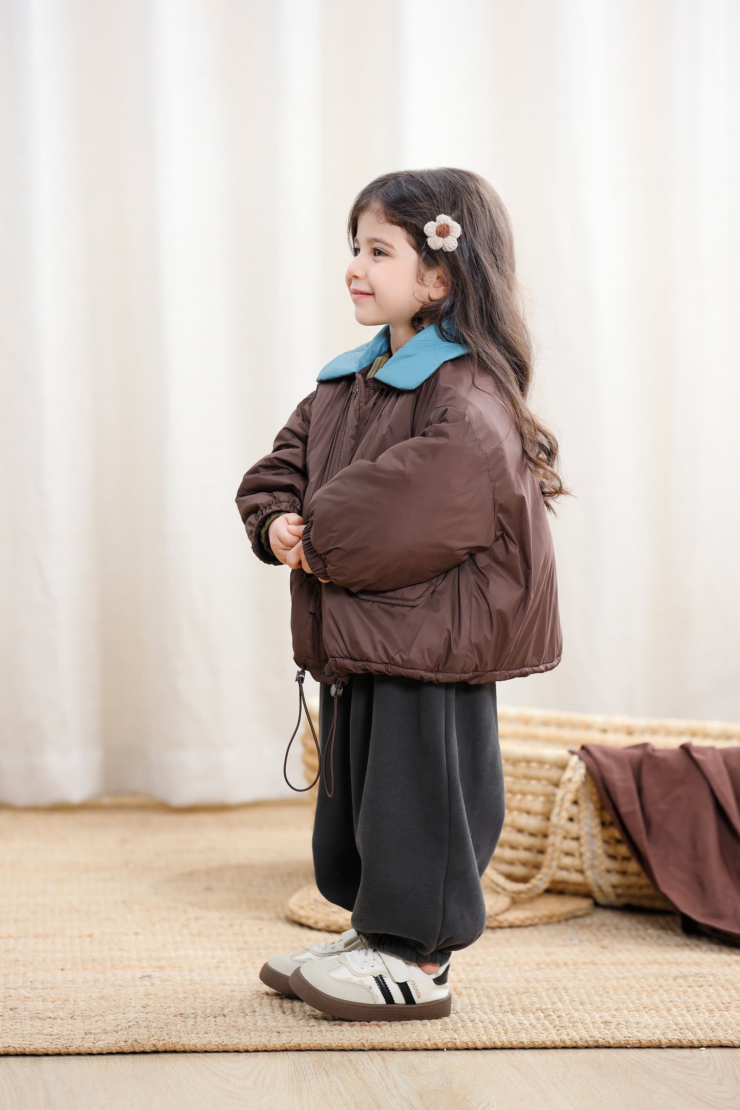Kids Autumn Oversized Jacket-Brown