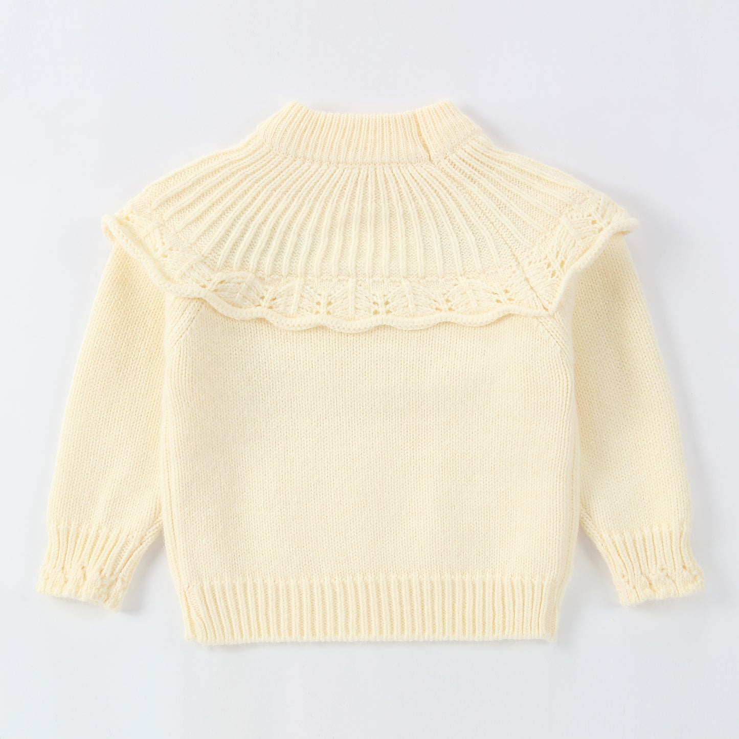 Girls Floral Ruffle Knit Sweater