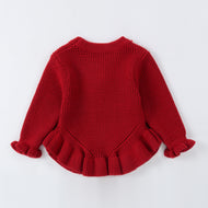 Girls Bow Knit Sweater Long Sleeve
