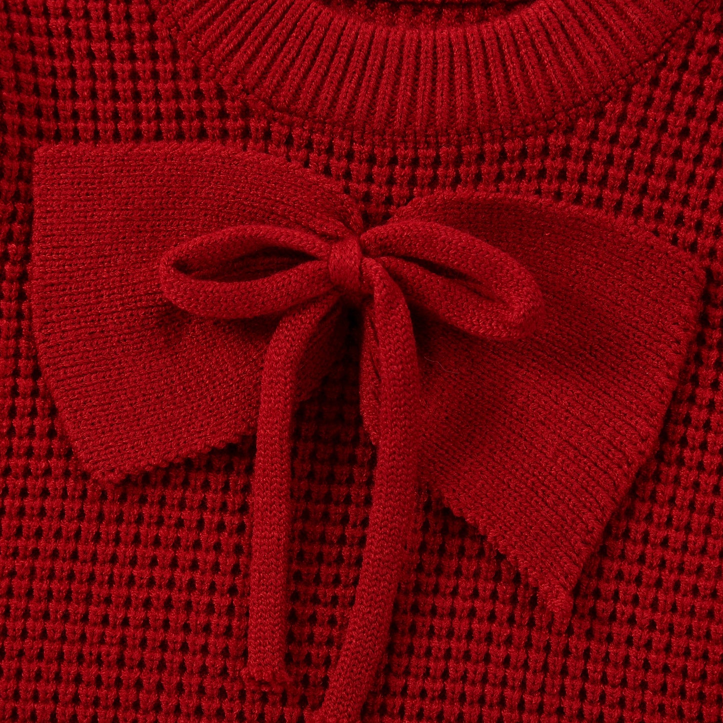 Girls Bow Knit Sweater Long Sleeve