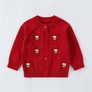 Girls Floral Knit Cardigan Sweater