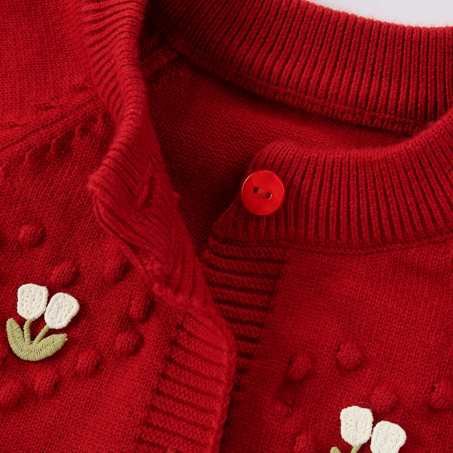 Girls Floral Knit Cardigan Sweater