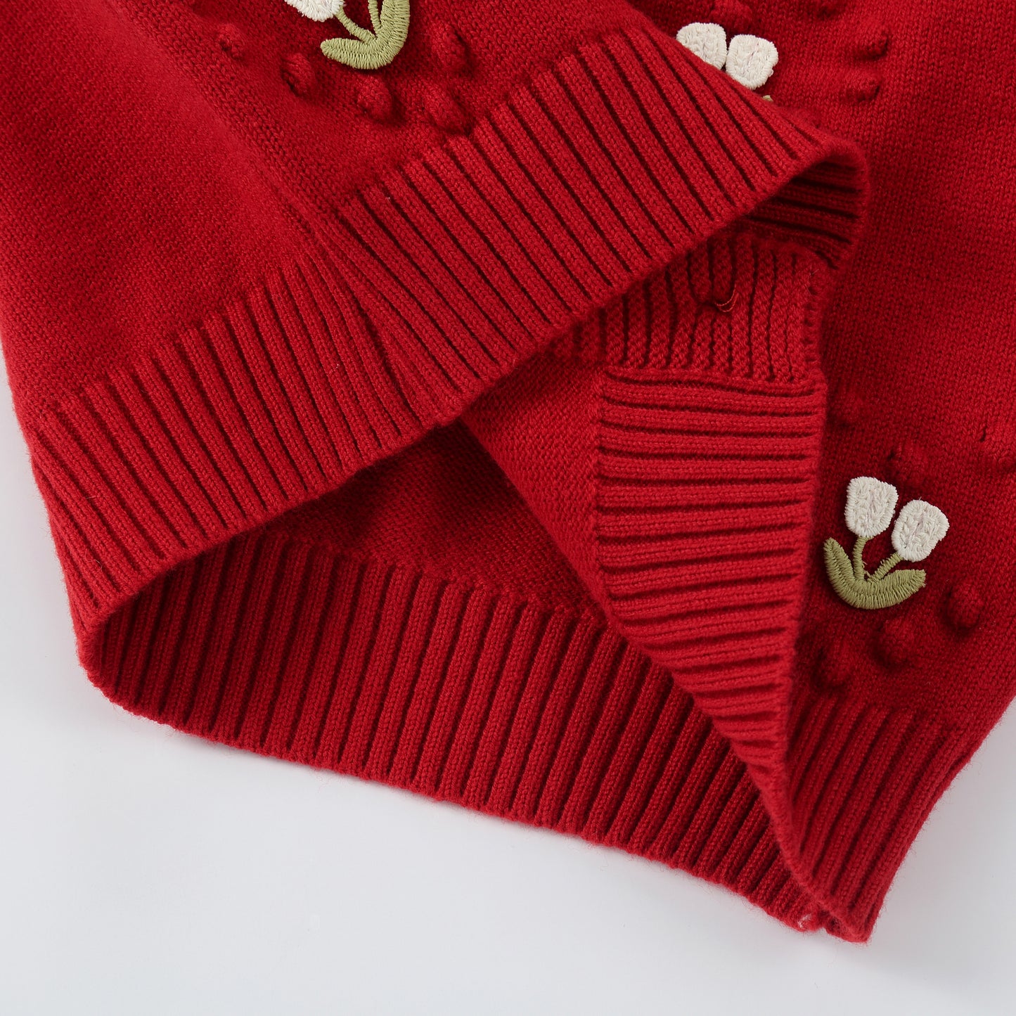 Girls Floral Knit Cardigan Sweater