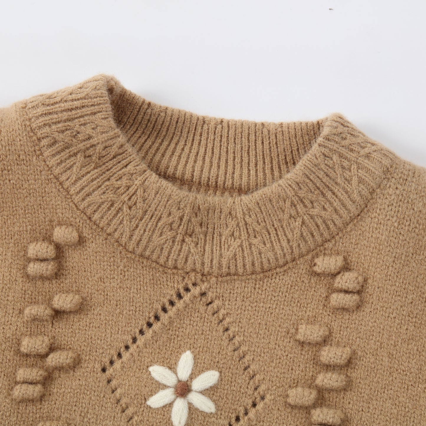 Girls Floral Knit Sweater Long Sleeve