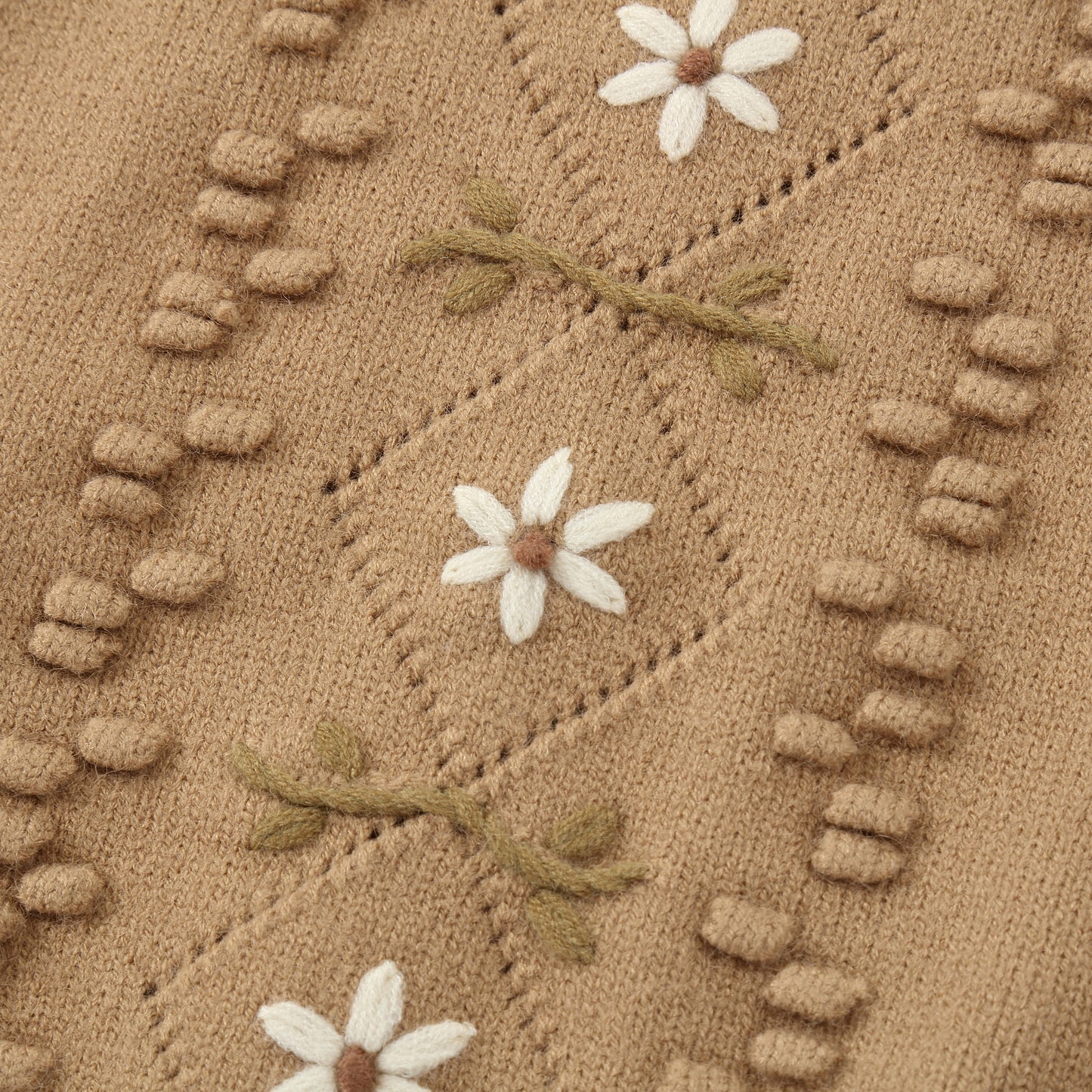 Girls Floral Knit Sweater Long Sleeve